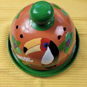 2 piece Cheese or Butter Decorative Terracotta Storage Dome from Brazil